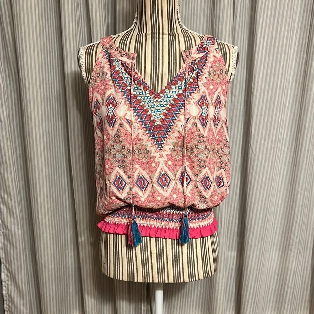 Rose & Olive Bohemian Pink and Blue Women's Top